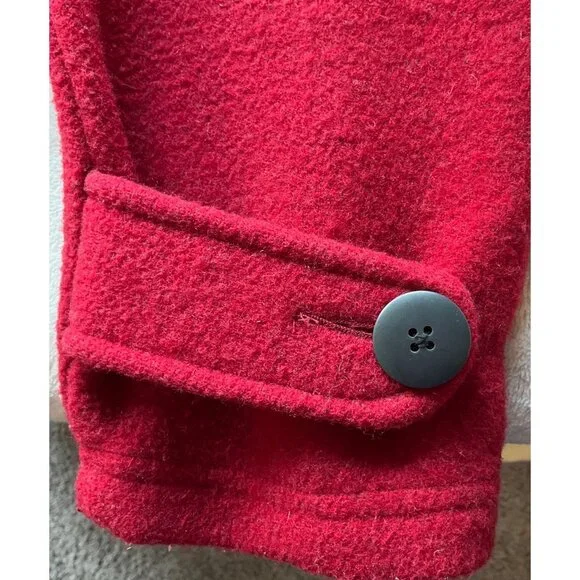 Woolrich Womens Sz Medium Pea coat Wool blend Ruby Red Double breasted - Picture 10 of 11